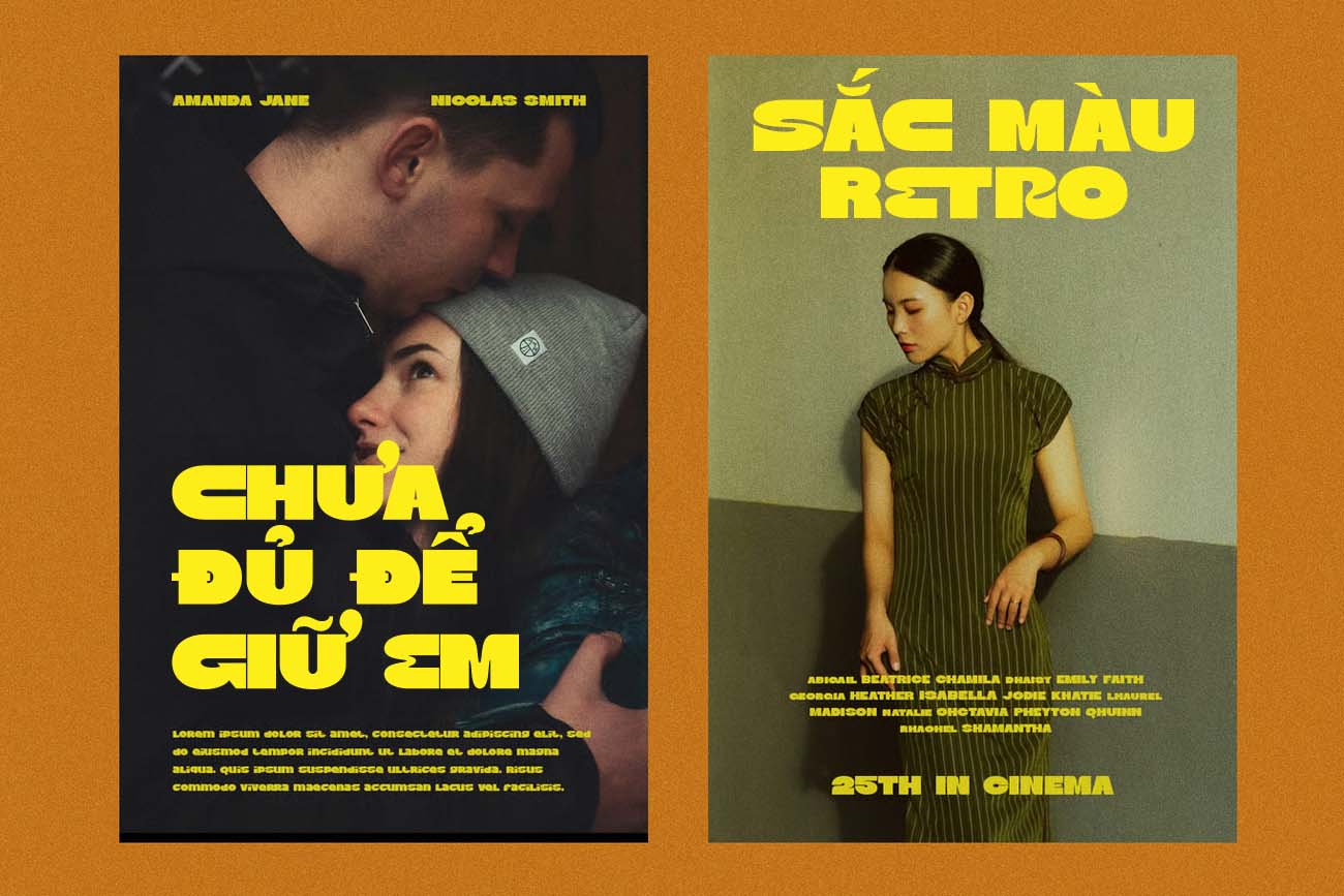 Phông chữ phong cách retro xưa cũ TH Baserio Việt hóa